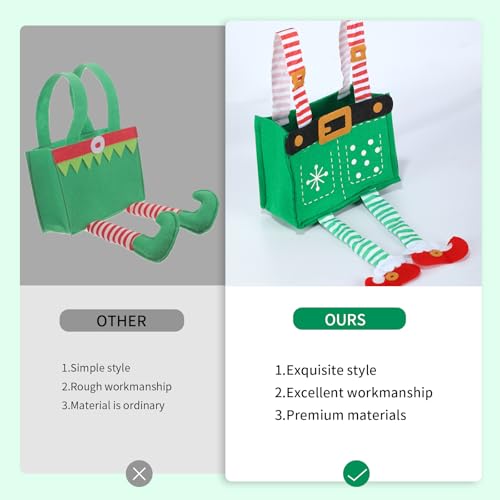 MSQ 6-Pack Green Santa Pants Candy Gift Bags for Christmas & Holiday Gift Giving