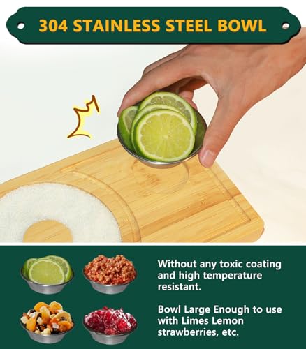 Bamboo Margarita Salt Rimmer Set with Stainless Steel Bowl | Cocktail Accessories for Parties
