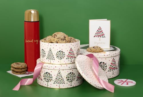 Kate Spade New York Set of 3 Confetti Dot Nesting Cookie Tins, Festive Holiday Storage