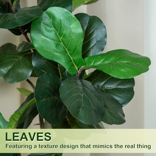 6FT Fiddle Leaf Fig Artificial Tree with White Planter - Indoor/Outdoor Faux Plant