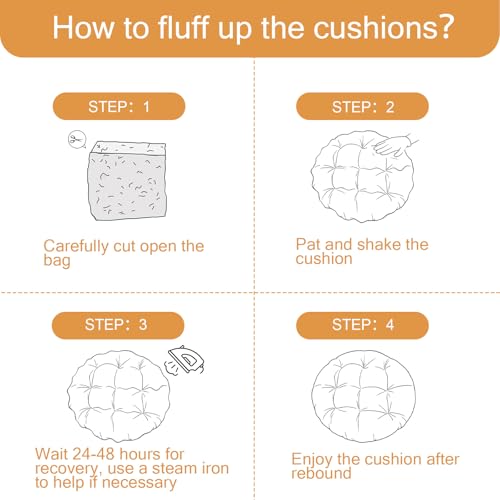 48-Inch Round Papasan Chair Cushion, Tufted Corduroy Seat Pad for Egg Chair