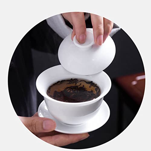 Liang Baobao 200ml White Porcelain Gaiwan Tea Cup for Gongfu Tea, Chinese Teaware
