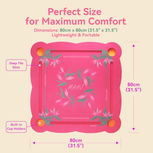 Floating Mahjong Table for Pool - 31.5" EVA Foam Game Tray with Cup Holders
