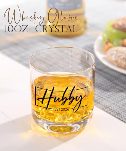 Wifey and Hubby Stemless Wine and Whiskey Glass Set for Couples