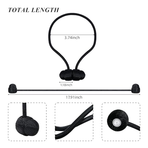 Magnetic Curtain Tiebacks - 4 Pack Black Boho Drapery Holdbacks