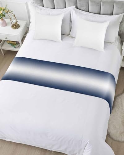 DecorLovee Navy Blue Ombre Bed Runner for Queen Size Bed - Modern Scarf