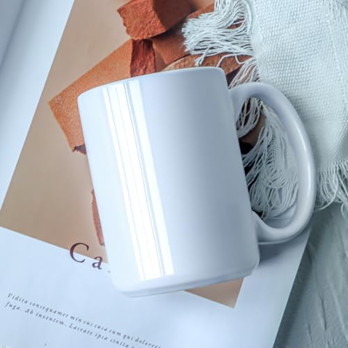 Smilatte White 15 Oz Ceramic Coffee Mug with Large Handle - A-White