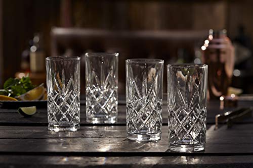 Royalty Art Hiball Tall Highball Glasses Set of 8, 12 oz Drinkware - Elegant Textured Design
