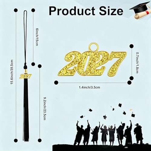 2027 Graduation Cap Tassel with Gold Year Charm - Black
