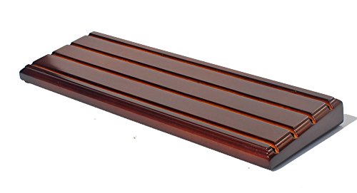 4-Row Wooden Challenge Coin Display Stand - Walnut Finish Rack for 28 Coins
