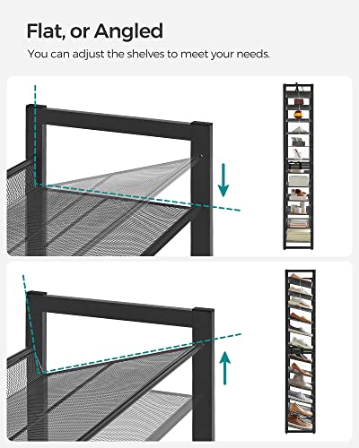 12-Tier Metal Shoe Rack Organizer, Stackable Shoe Storage Shelf