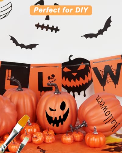 6-Inch Artificial Orange Pumpkins, 4 Pack Foam Harvest Fall Decor