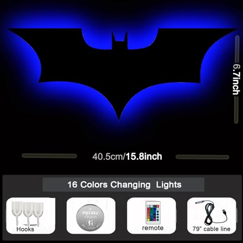 Bat Neon Sign LED Lamp 16 Colors – Adjustable Brightness, Battery-Free Night Light