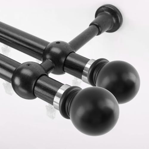 Ball Shape Curtain Rod Finials for 5/8 Inch Rods, M5 Screw, Black 2-Pack
