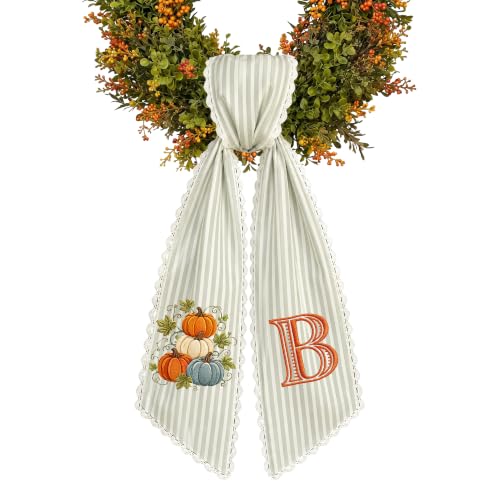 Custom Embroidered Monogram Wreath Sash for Front Door & Holiday Decor