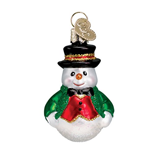Mini Snowman Glass Christmas Ornaments, Set of 6 Hand-Painted Decorations
