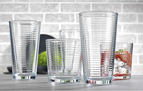 Le'raze 16-Piece Heavy Base Drinkware Set - 8 Highball & 8 Old Fashioned Glasses