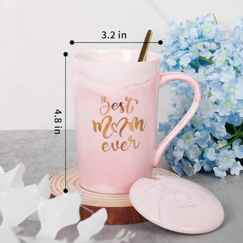 Best Mom Ever Pink Ceramic Coffee Mug 12 oz Gift for Mom - Handcrafted & Dishwasher Safe
