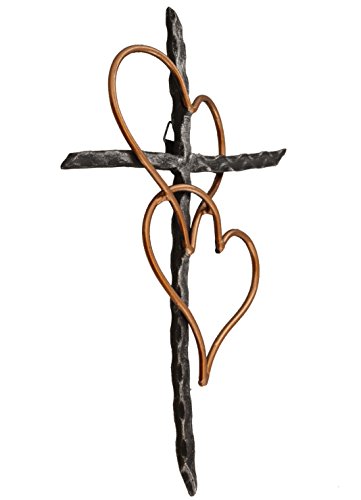 Entwined Hearts Metal Wall Cross - 12-Inch Decorative Wall Art