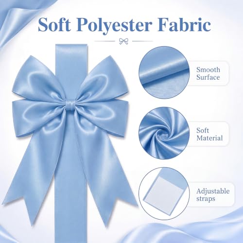 WILLBOND Light Blue Christmas Cabinet Bows, 6 Pieces - Satin Ribbon Decorative Kitchen Tools