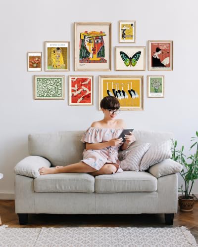 10-Piece Vintage Eclectic Gallery Wall Art Set, Unframed Canvas Prints