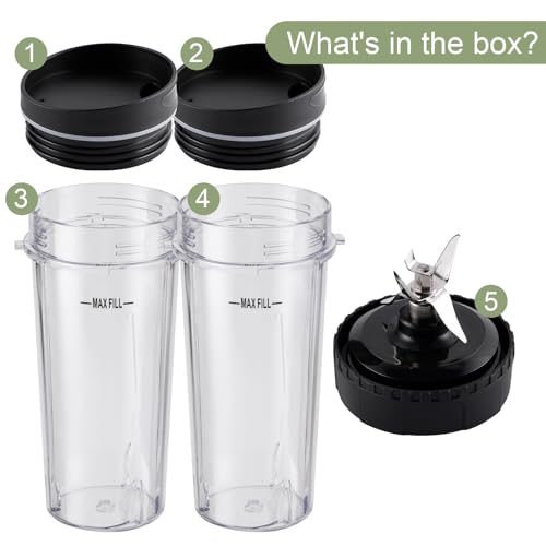 16oz Blender Cups with 6-Fin Extractor Blade and Sip & Seal Lids
