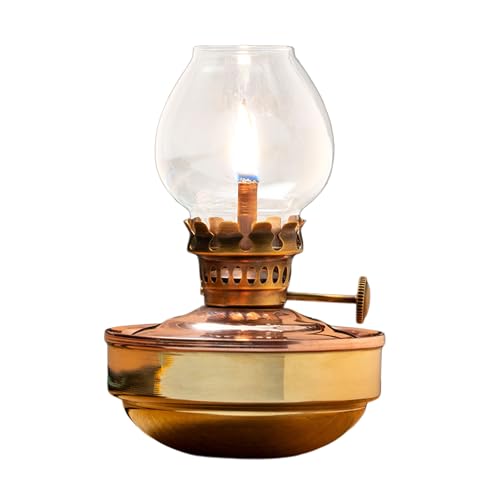 Naval-Style Copper & Brass Oil Lamp - Vintage Kerosene Lantern, 4.75"