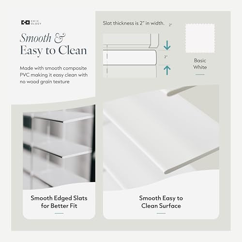 2" Cordless Faux Wood Blinds - Room Darkening PVC Window Treatment, 22"W x 36"H, Basic White
