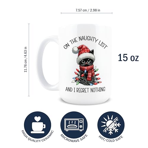 Funny Christmas Mug 15oz Ceramic Cat Coffee Cup Sarcastic Holiday Gift