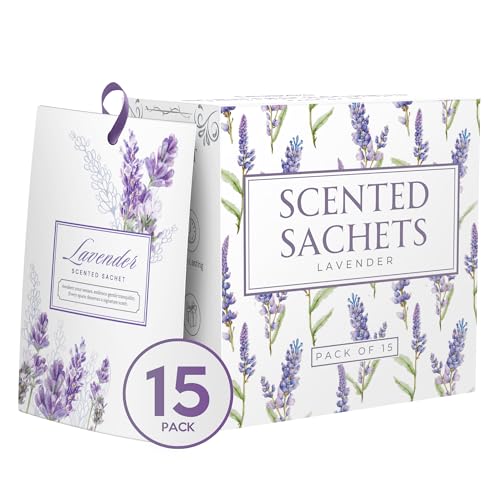 15-Pack Lavender Scented Sachets for Drawers and Closets