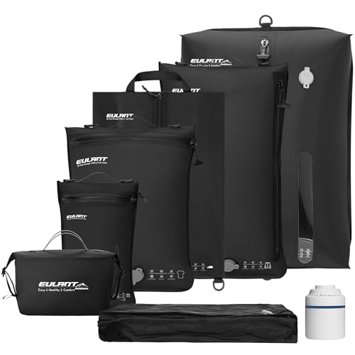 EULANT Black Ski Suit Packing Set with Pump - Space Saver Vacuum Bags, Organizer for Travel