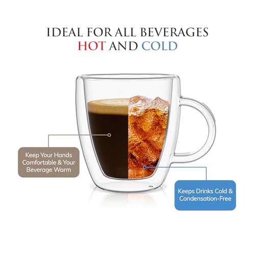 Mindful Design Double Wall Insulated Espresso Glasses Set of 2 - 5.4 oz Hot Cold Cups