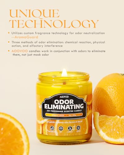 Citrus Lemon Odor Eliminating Soy Candle - 9oz Scented Home Air Freshener