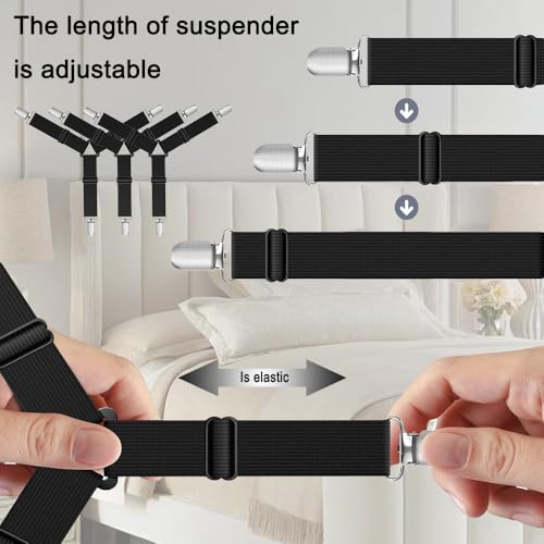 Adjustable Bed Sheet Fasteners - Non-Slip Corner Holder Straps (4-Pack)