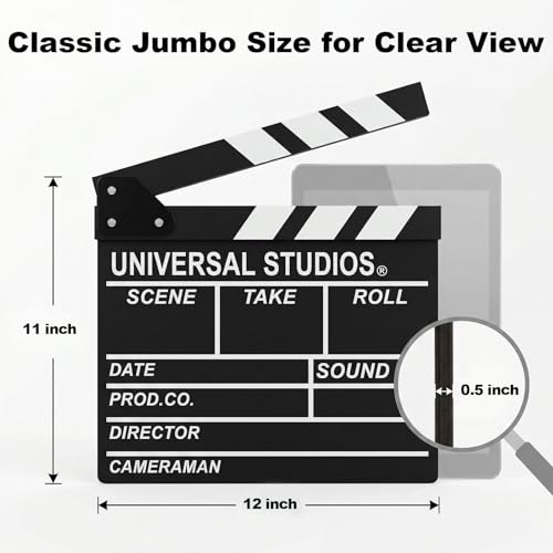 Wooden Film Director Clapper Board - 12x11 Inch Movie Scene Slate