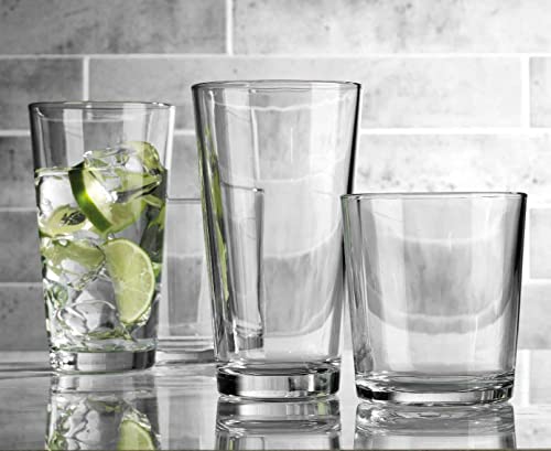 12-Piece Glassware Set - 17 oz Highball Glasses and 13 oz Whiskey Glasses