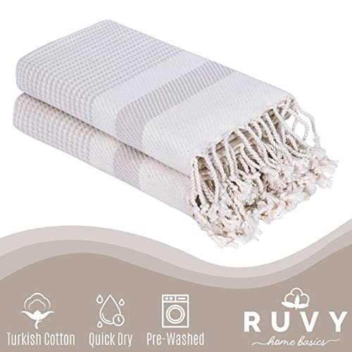 Turkish Cotton Hand Towels Set of 2 - 16x40 Inch Quick-Dry Decorative Towels