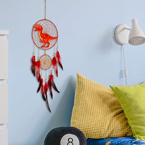 Dinosaur Dream Catcher Wall Hanging for Kids Bedroom Decor