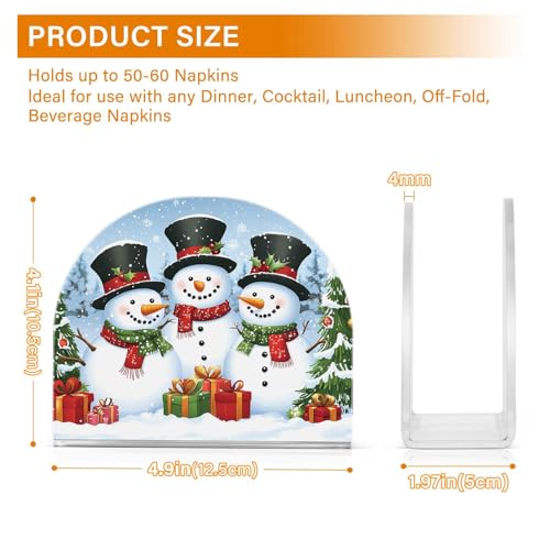 ALAZA AA08 Christmas Snowman Napkin Holder Acrylic Holiday Kitchen Dispenser