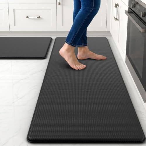 2-Piece Anti-Fatigue Kitchen Mat Set, 0.4-Inch Cushioned Memory Foam Rugs