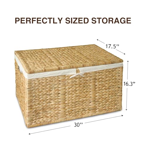 30-Inch Handwoven Wicker Storage Trunk with Removable Liner and Lid