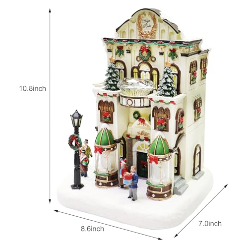 11" Lighted Christmas Village Jewelry Shop - Hand-Painted Polyresin with Music
