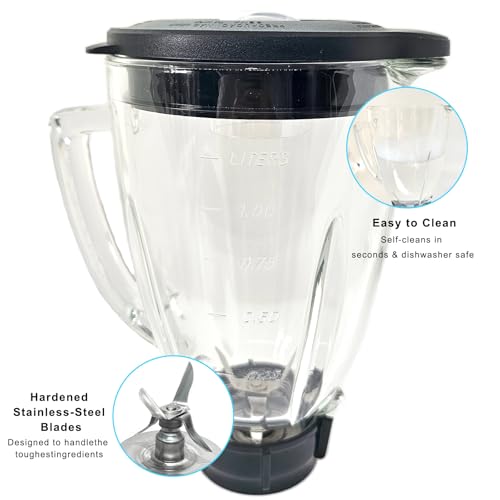 6-Cup Blender Glass Jar with 4-Blade Assembly and Base Replacement Kit