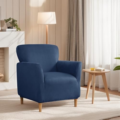 Stretch Velvet Armchair Slipcover with Arms - Anti-Slip Protector
