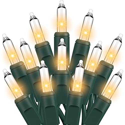 Dirnun Clear White Christmas Lights 100-Count Incandescent, Green Wire, UL Certified, Connectable Indoor/Outdoor