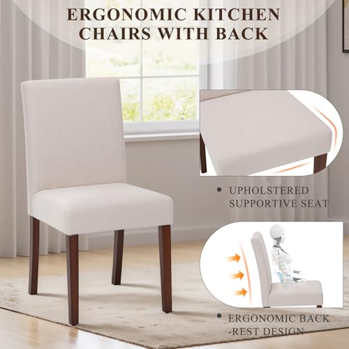 Upholstered Dining Chairs Set of 2, Modern High Back Fabric Kitchen Chairs