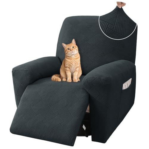 Stretch Recliner Cover with Pockets | Dark Gray, Machine Washable