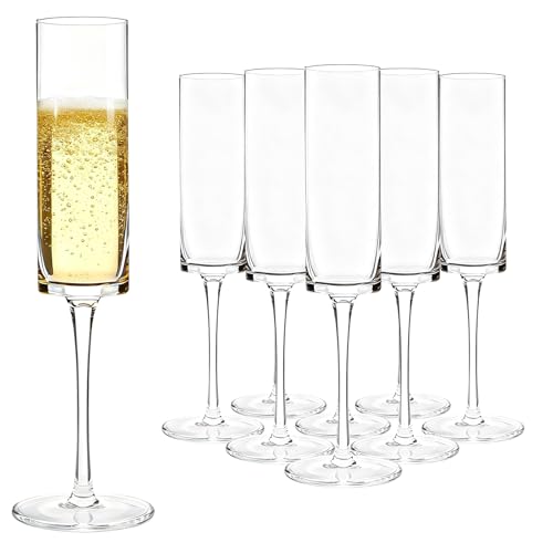 GuanQiao 24-Pack 6oz Clear Plastic Champagne Flutes - Reusable, Shatterproof Drinkware for Celebrations