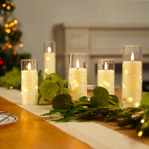 Homemory White Flameless Candles with Remote Control Set - 5pcs, 2.2" x 5-8"