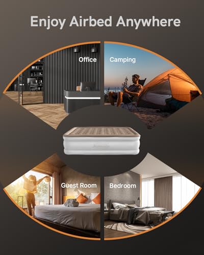 Queen Air Mattress with Built-in Pump - Fast Inflation, Waterproof
